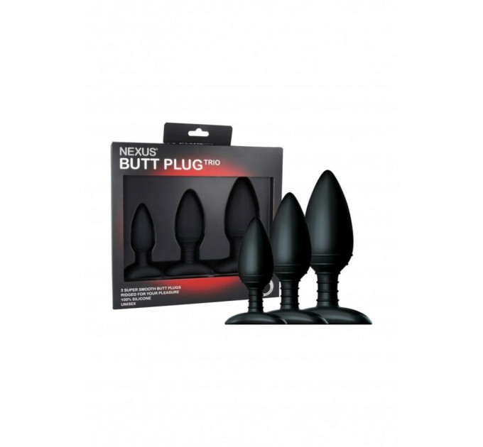 Набор анальных пробок Nexus Butt Plug Trio, 3 шт, черный