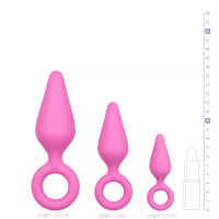 Набір анальних пробок Easytoys Pink Buttplugs With Pull Ring - Set