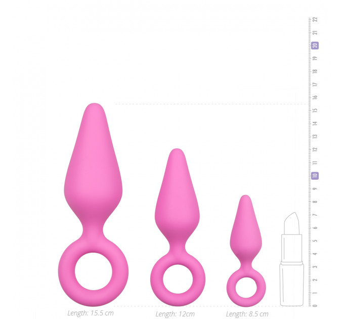 Набір анальних пробок Easytoys Pink Buttplugs With Pull Ring - Set