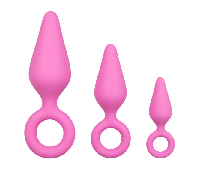 Набір анальних пробок Easytoys Pink Buttplugs With Pull Ring - Set