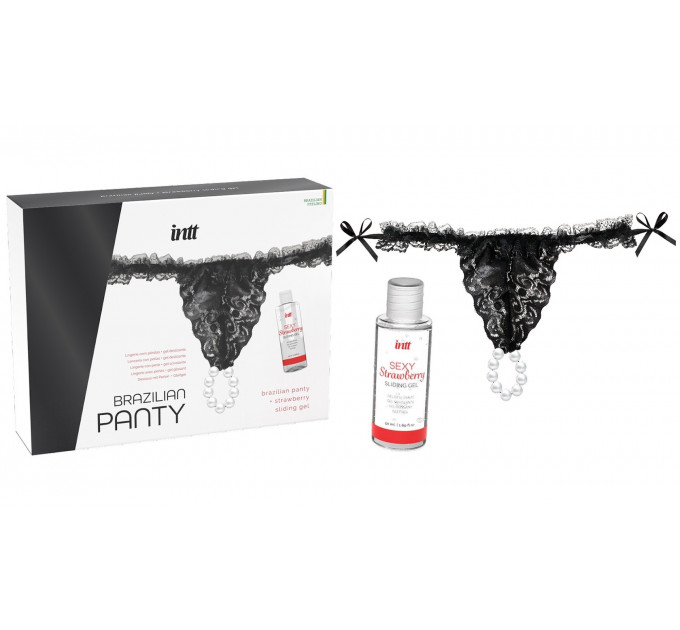 Набір INTT Brazilian Panty із чорних трусиків та лубриканта