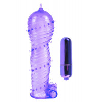 Насадка для члена рельефная Pipedream с вибропулей, фиолетовая