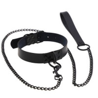 Ошейник с поводком DS Fetish Collar with leash black