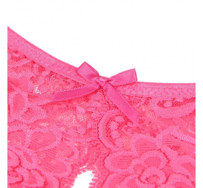 Відкриті трусики з інтимним вирізом StarNight, мереживні, рожеві, S