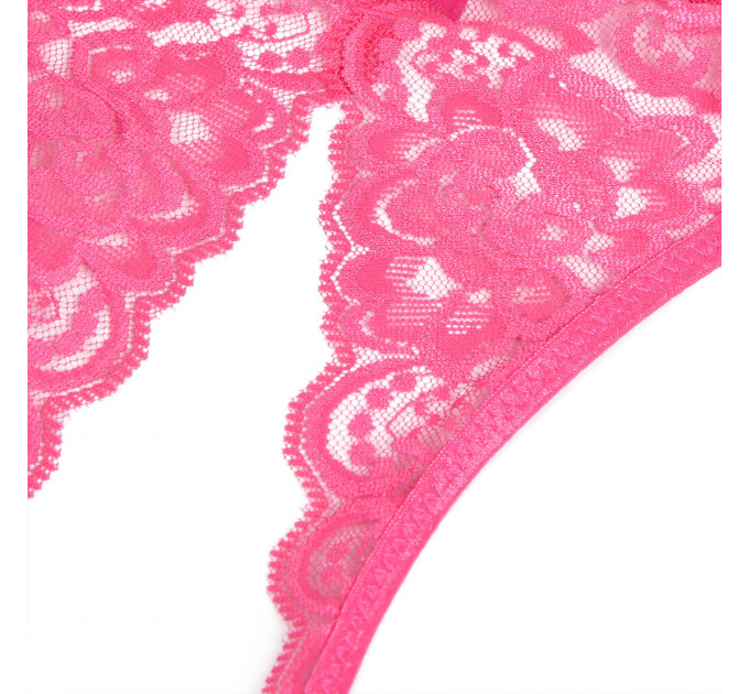 Відкриті трусики з інтимним вирізом StarNight, мереживні, рожеві, S