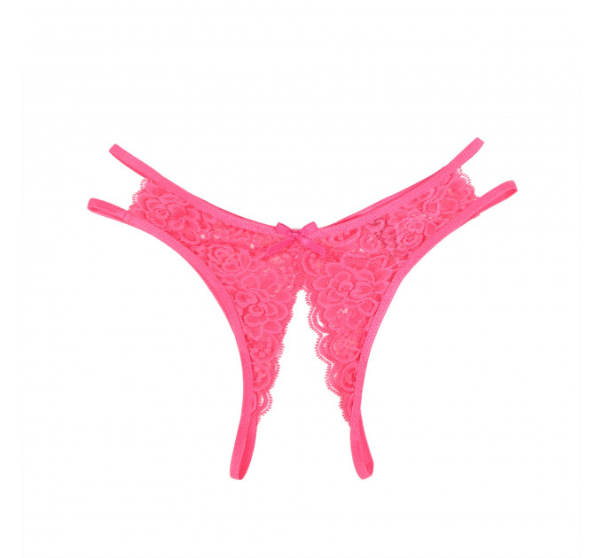 Відкриті трусики з інтимним вирізом StarNight, мереживні, рожеві, S