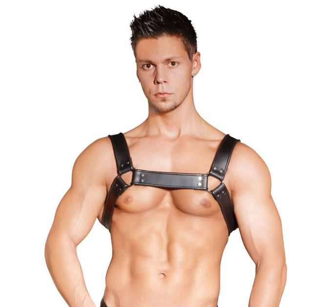 Портупея кожаная для мужчин ZADO FETISH с декоративными заклепками, черная