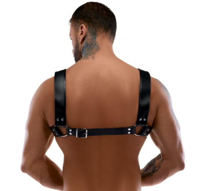 Портупея кожаная для мужчин ZADO FETISH с декоративными заклепками, черная