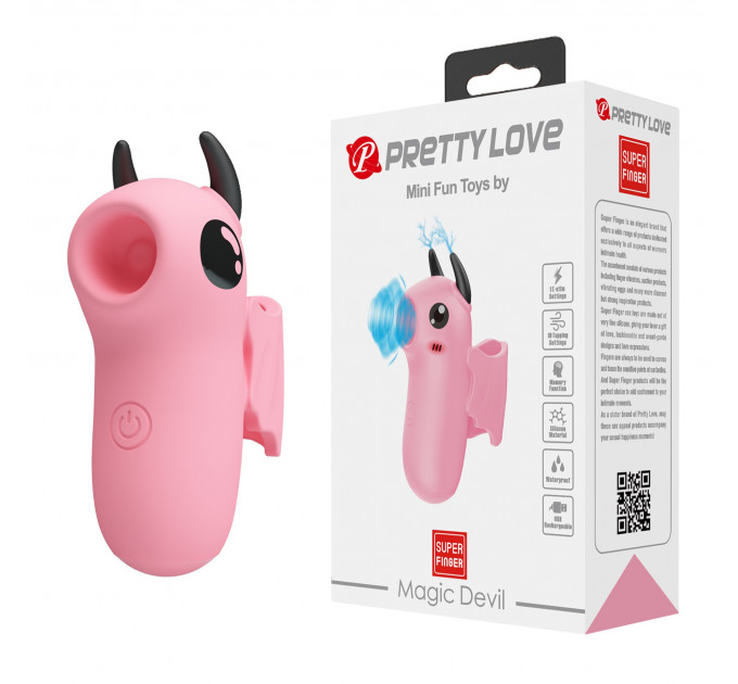 Стимулятор для клитора Pretty Love Magic Devil с сосанием и электростимуляцией, розовый, 6.9 см