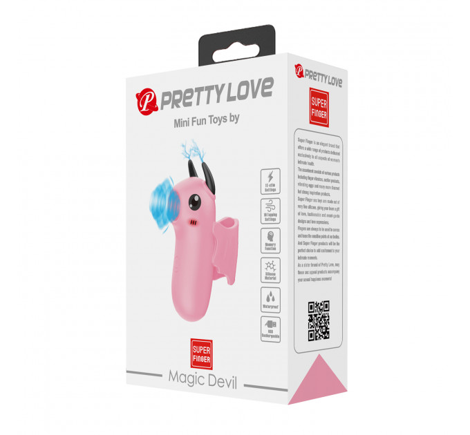 Стимулятор для клитора Pretty Love Magic Devil с сосанием и электростимуляцией, розовый, 6.9 см