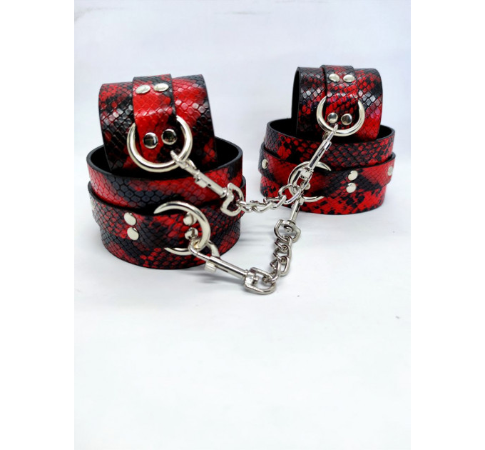 Система фиксации DS Fetish Ankle and hand cuff black/red