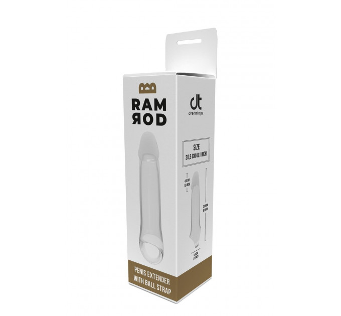 Подовжуюча гладка насадка для пеніса Dream Toys RAMROD, прозора