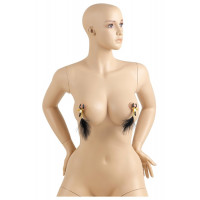 Зажимы для сосков Virgite Nipple Clamps с перьями, золотисто-черные
