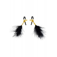 Зажимы для сосков Virgite Nipple Clamps с перьями, золотисто-черные