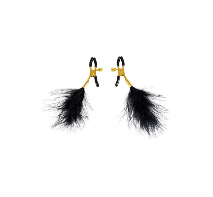 Зажимы для сосков Virgite Nipple Clamps с перьями, золотисто-черные