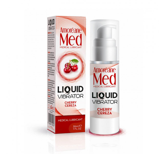 Рідкий вібратор Amoreane Med Liquid Vibrator Cherry з ароматом вишні, 30 мл