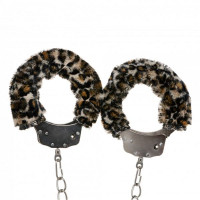 Поножи металл с мехом DS Fetish Metal, Leopard