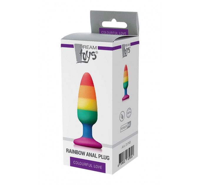 Райдужна анальна пробка COLOURFUL LOVE RAINBOW ANAL PLUG MEDIUM