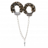 Поножи металл с мехом DS Fetish Metal, Leopard