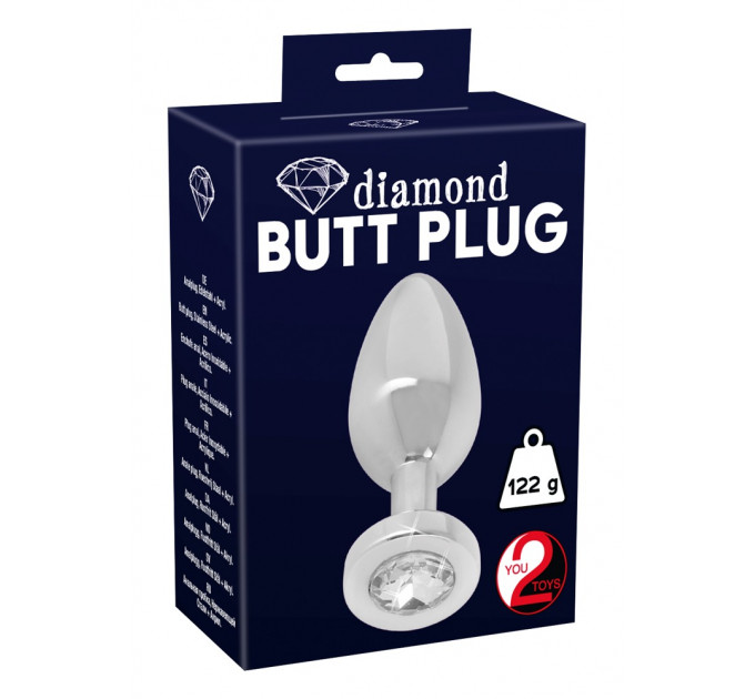 Анальная пробка с камнем You2Toys Jewel Buttplug, серебристая, Small