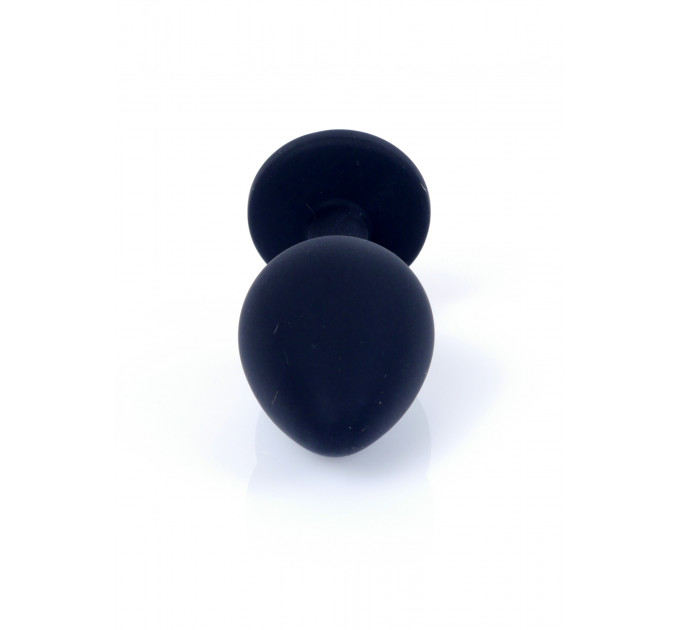Анальная пробка черная с камнем Plug-Jewellery Black Silicon PLUG Medium- Pink Diamond