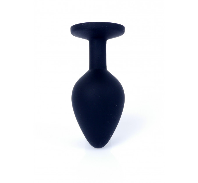 Анальная пробка черная с камнем Plug-Jewellery Black Silicon PLUG Medium- Pink Diamond