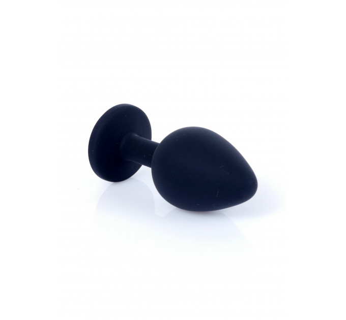 Анальная пробка черная с камнем Plug-Jewellery Black Silicon PLUG Medium- Pink Diamond