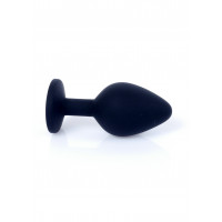 Анальная пробка черная с камнем Plug-Jewellery Black Silicon PLUG Medium- Pink Diamond