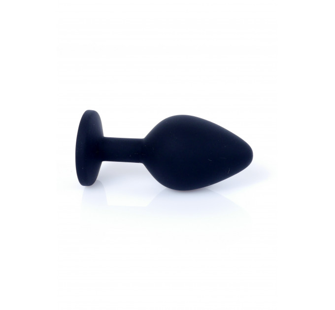 Анальная пробка черная с камнем Plug-Jewellery Black Silicon PLUG Medium- Pink Diamond