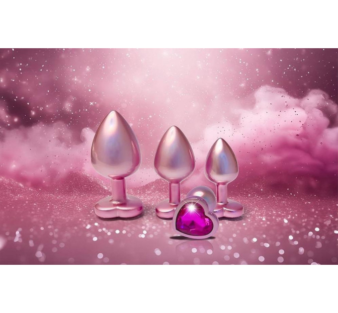 Анальная пробка розовая Dream Toys Gleaming Love с декоративным камнем в виде сердца, S