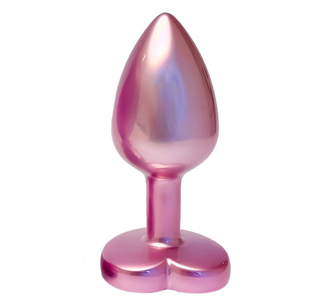 Анальная пробка розовая Dream Toys Gleaming Love с декоративным камнем в виде сердца, S