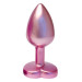 Анальная пробка розовая Dream Toys Gleaming Love с декоративным камнем в виде сердца, S