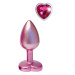 Анальная пробка розовая Dream Toys Gleaming Love с декоративным камнем в виде сердца, S