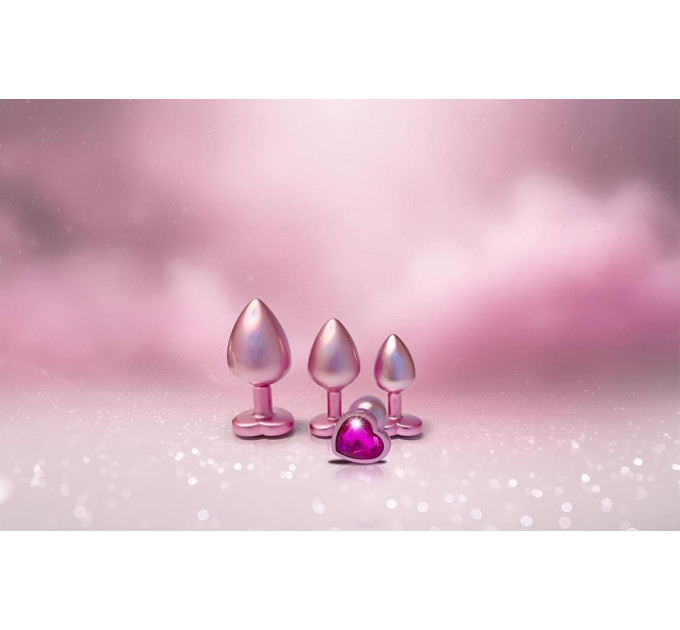 Анальная пробка розовая Dream Toys Gleaming Love с декоративным камнем в виде сердца, S
