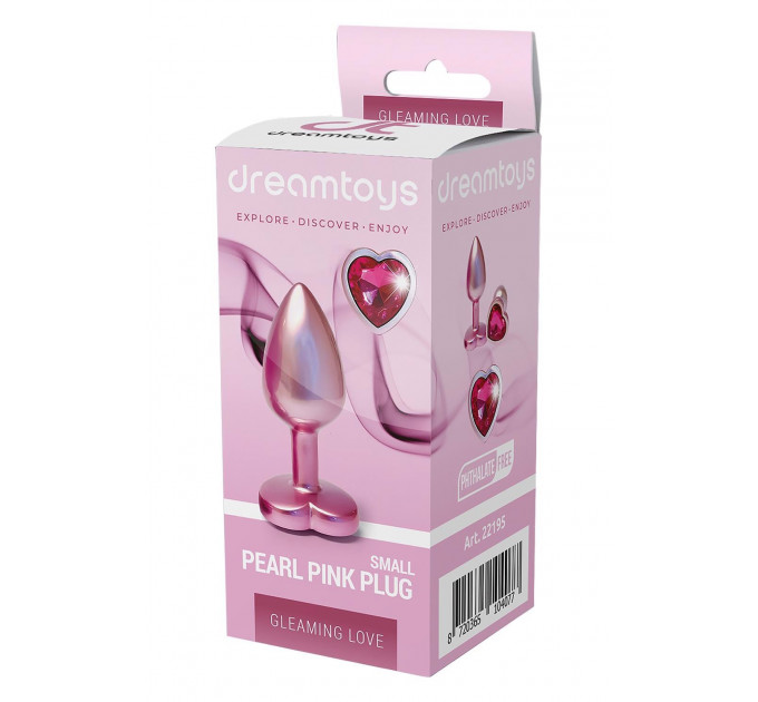 Анальная пробка розовая Dream Toys Gleaming Love с декоративным камнем в виде сердца, S