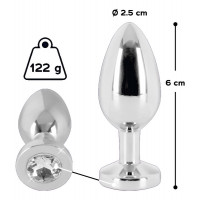 Анальная пробка с камнем You2Toys Jewel Buttplug, серебристая, Small