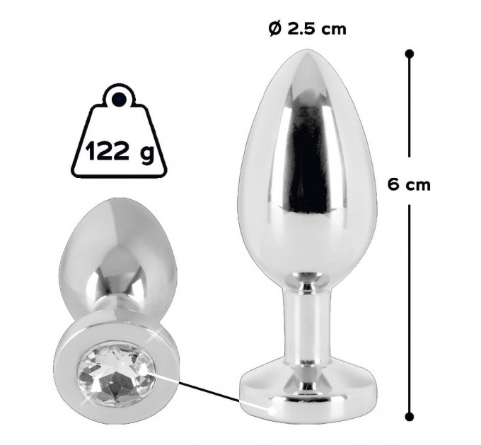 Анальная пробка с камнем You2Toys Jewel Buttplug, серебристая, Small
