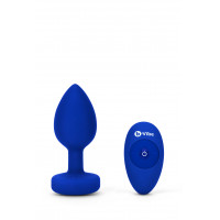 Анальная пробка с камнем и с вибрацией L/XL B-Vibe с дистанционным пультом управления, синяя Анальная пробка с камнем и с вибрацией L/XL B-Vibe с дистанционным пультом управления, синяя