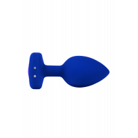 Анальная пробка с камнем и с вибрацией L/XL B-Vibe с дистанционным пультом управления, синяя