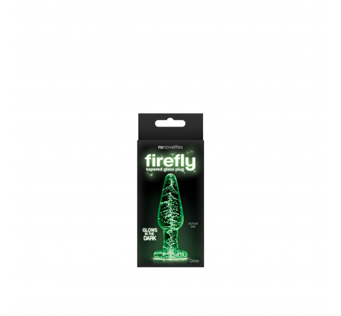 Анальная пробка стеклянная светящаяся NS Novelties FIREFLY GLASS TAPERED PLUG SMALL CLEAR