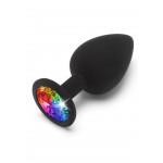 Анальная пробка Toy Joy Rainbow Booty Jewel с радужным кристаллом, черный, Large
