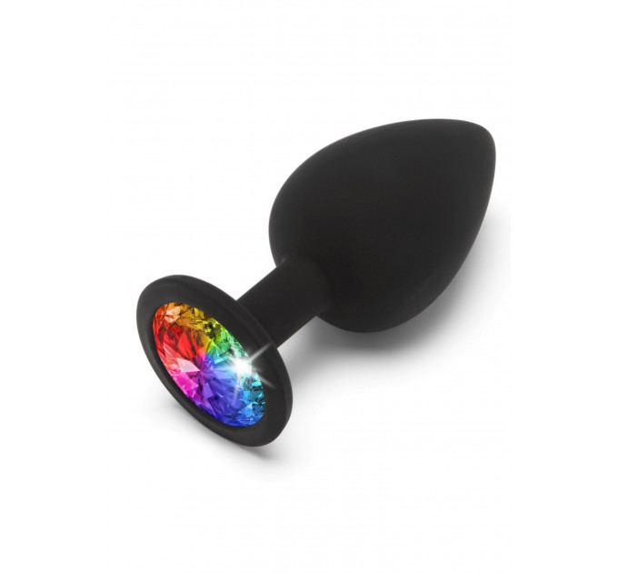 Анальная пробка Toy Joy Rainbow Booty Jewel с радужным кристаллом, черный, Large