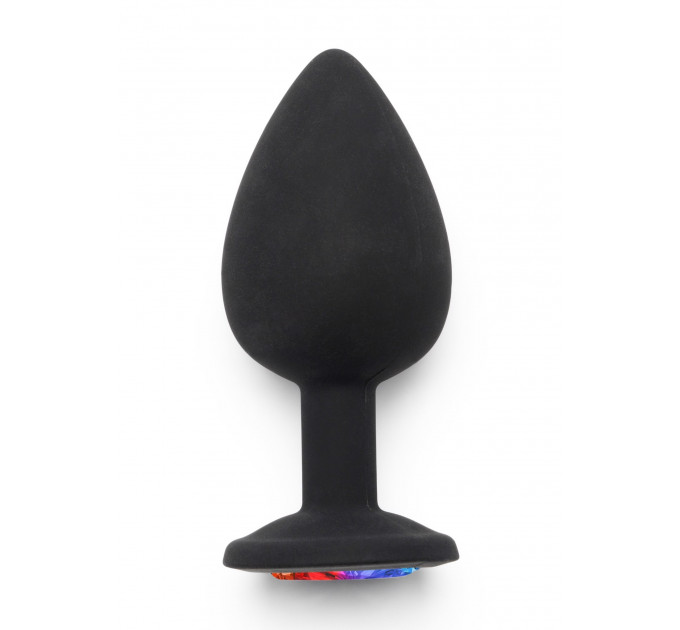 Анальная пробка Toy Joy Rainbow Booty Jewel с радужным кристаллом, черный, Large