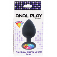 Анальная пробка Toy Joy Rainbow Booty Jewel с радужным кристаллом, черный, Large