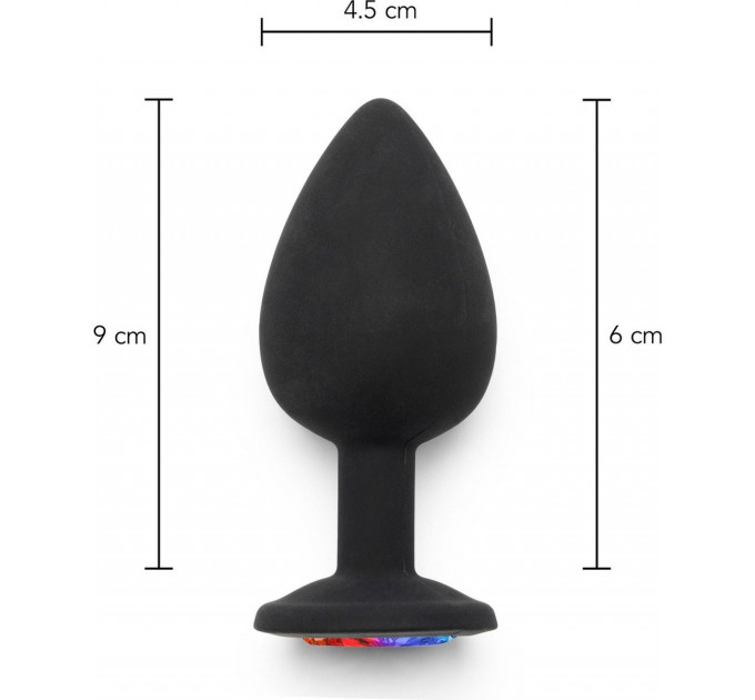 Анальная пробка Toy Joy Rainbow Booty Jewel с радужным кристаллом, черный, Large