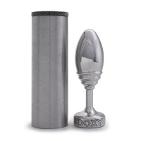 Анальная пробка ребристая Doxy Ribbed Butt Plug металл, серебристая