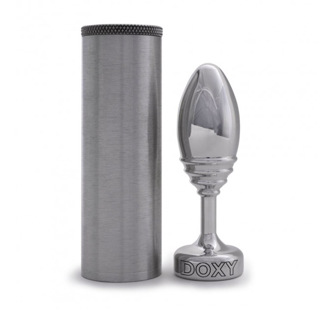 Анальная пробка ребристая Doxy Ribbed Butt Plug металл, серебристая