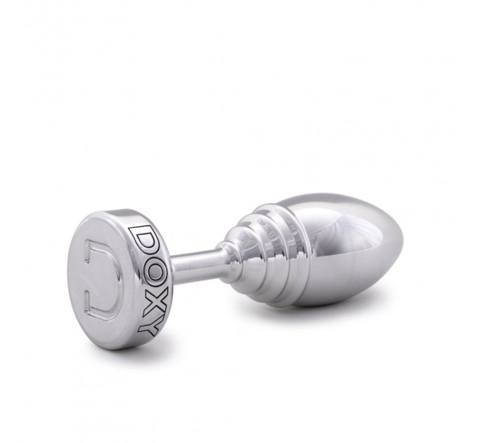 Анальная пробка ребристая Doxy Ribbed Butt Plug металл, серебристая