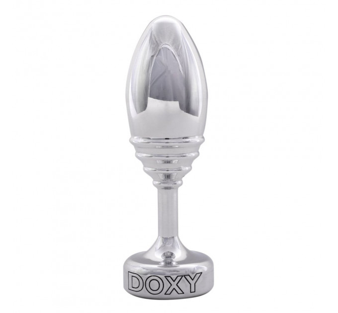 Анальная пробка ребристая Doxy Ribbed Butt Plug металл, серебристая