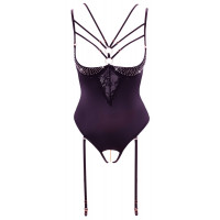 Боди с открытой грудью Abierta Fina Body Rhinestone декорированное стразами, черное, 75B/S